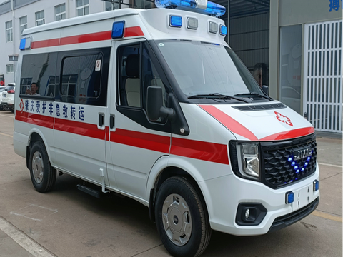 Карета скорой помощи JMC Shunda со средней колесной базой, средней высотой крыши, дизельным двигателем и монитором пациента